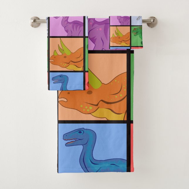 Conjunto De Toalhas Quadrados do Dinossauro (Insitu)