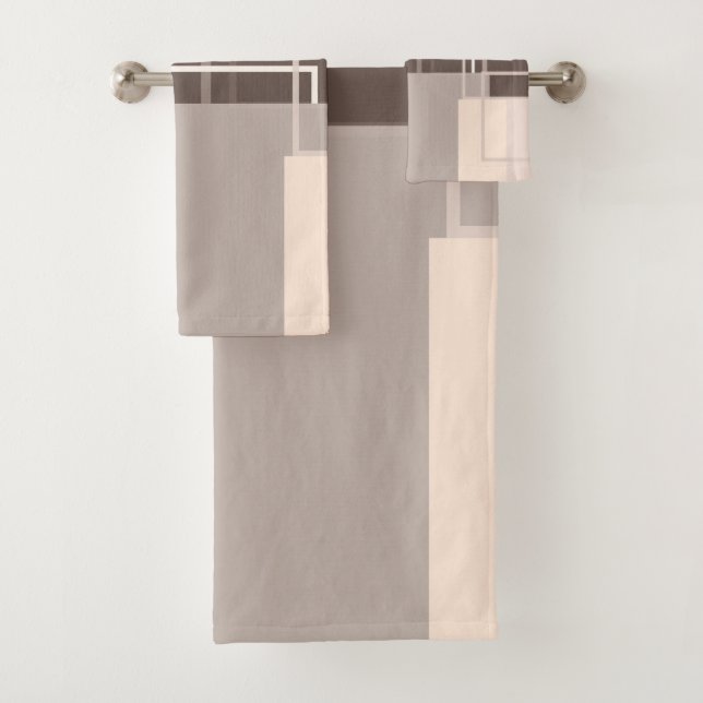 Conjunto De Toalhas Quadrados Geométricos - Chocolate e Creme (Insitu)
