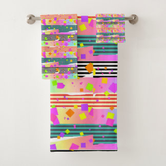 Conjunto De Toalhas Quadrados + Listras Kids Presente de Colagem