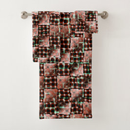 Conjunto De Toalhas Quadrados vermelhos submetidos a mosaico estranho