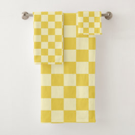 Conjunto De Toalhas Quadro de Verificação Amarelo da Manteiga