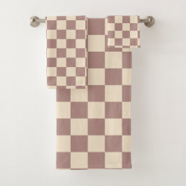 Conjunto De Toalhas Quadro de verificação de rosa e champanhe