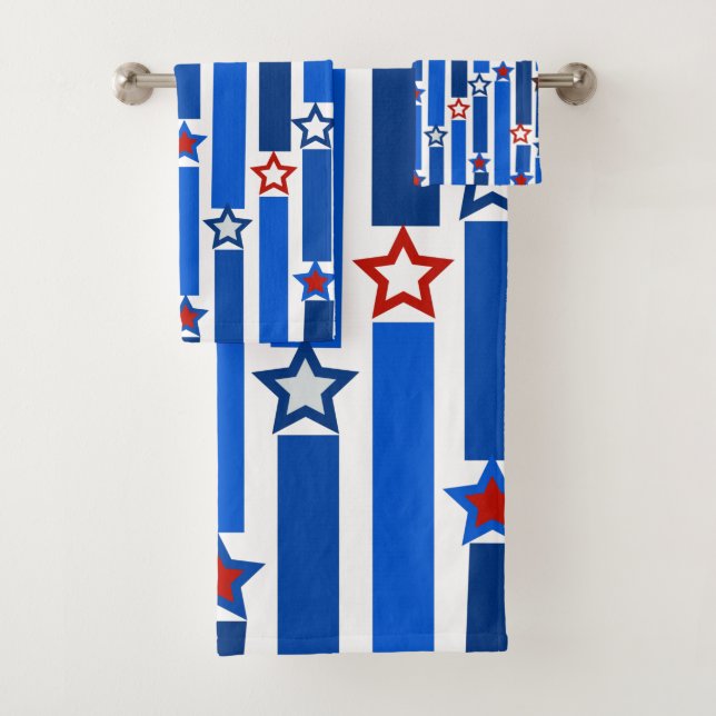 Conjunto De Toalhas Quarto de julho Estrelas e Stripes (Insitu)