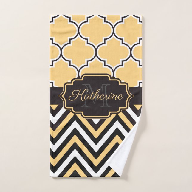 Conjunto De Toalhas Quatrefoil Amarelo (Toalha de mão)