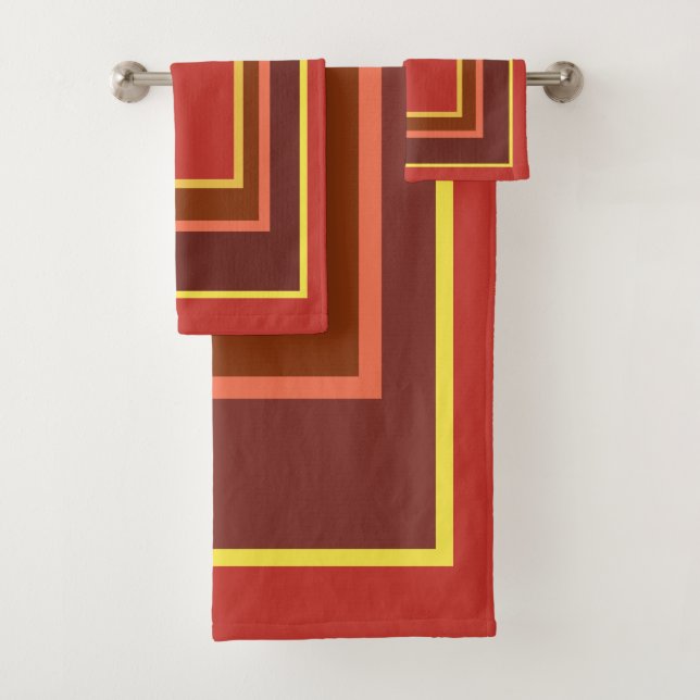 Conjunto De Toalhas Queda Corn Amarelo Amarelo Vermelho Geométrico (Insitu)