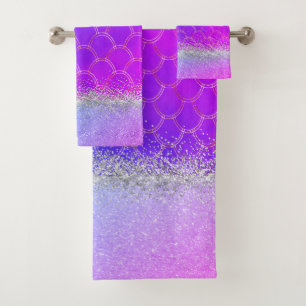 Conjunto De Toalhas Quente cor-de-rosa, Sereia, Bling