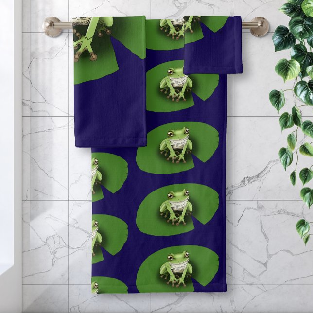 Conjunto De Toalhas Rã Verde Americana do Lírio (Criador carregado)