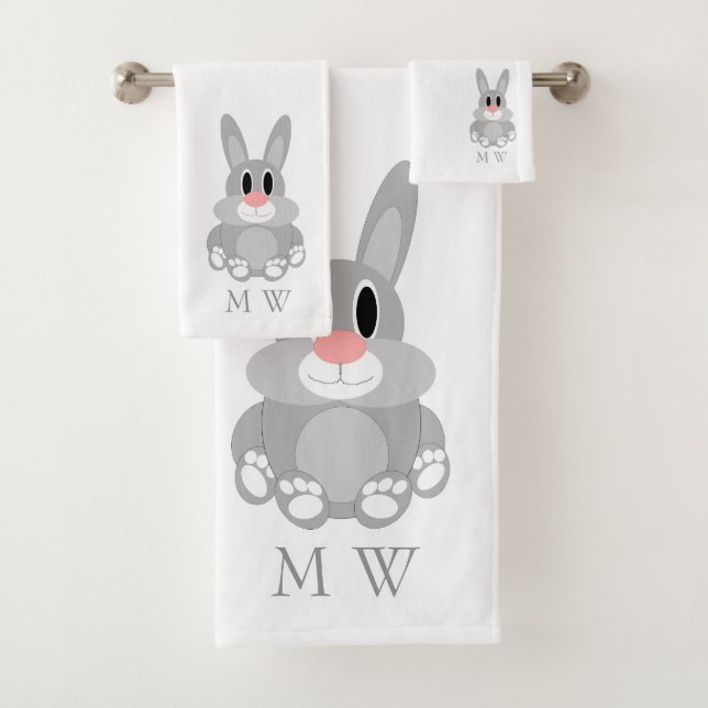Conjunto De Toalhas Rabbit Design Monogrammed (Insitu)