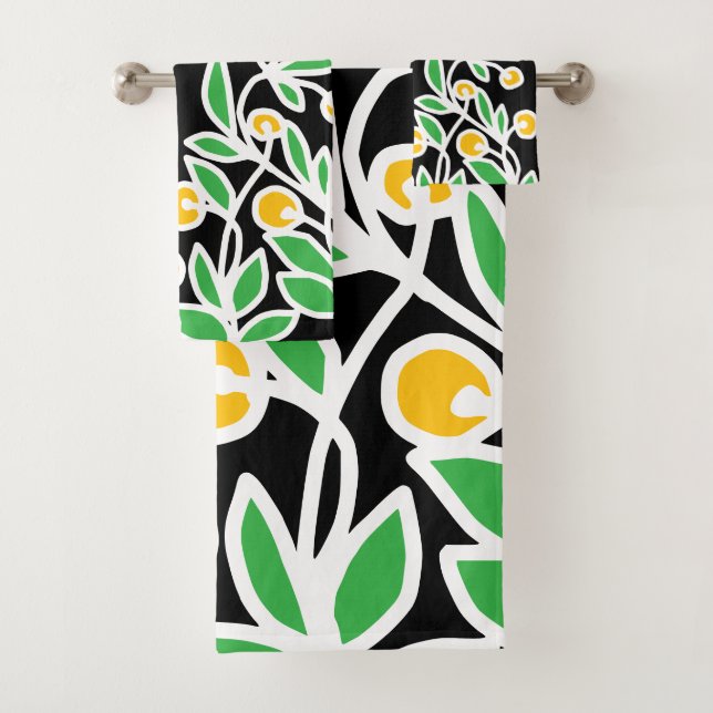 Conjunto De Toalhas Rabisco amarelo e verde (Insitu)