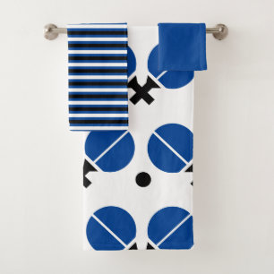 Conjunto De Toalhas Rackers de tênis de mesa e esfera a preto, azul