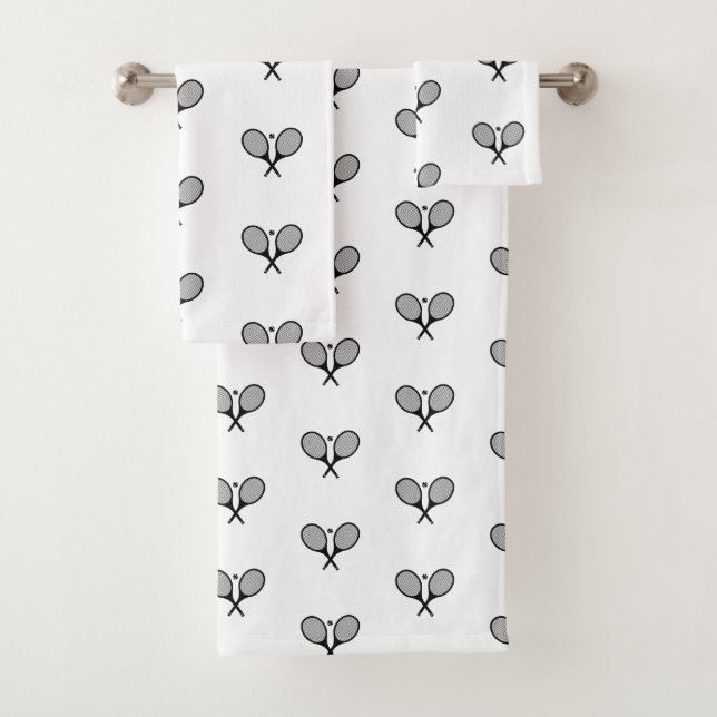 Conjunto De Toalhas Rackets de Tênis Elegante preto e branco minimalis (Insitu)