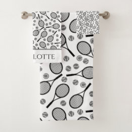 Conjunto De Toalhas Rackets de Tênis preto e Cinzas simples