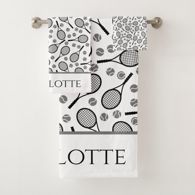 Conjunto De Toalhas Rackets e Cinzas de Tênis preto H personalizável (Insitu)