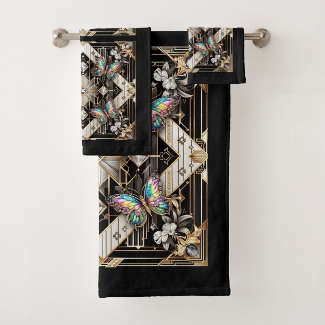 Conjunto De Toalhas Rainbow Butterfly Art Deco Art Nouveau (Insitu)