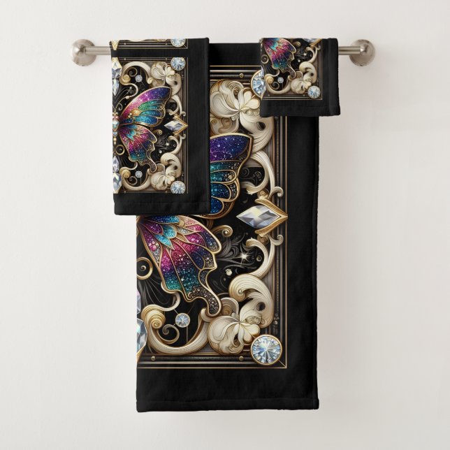 Conjunto De Toalhas Rainbow Butterfly Art Deco Art Nouveau (Insitu)