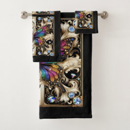 Conjunto De Toalhas Rainbow Butterfly Art Deco Art Nouveau