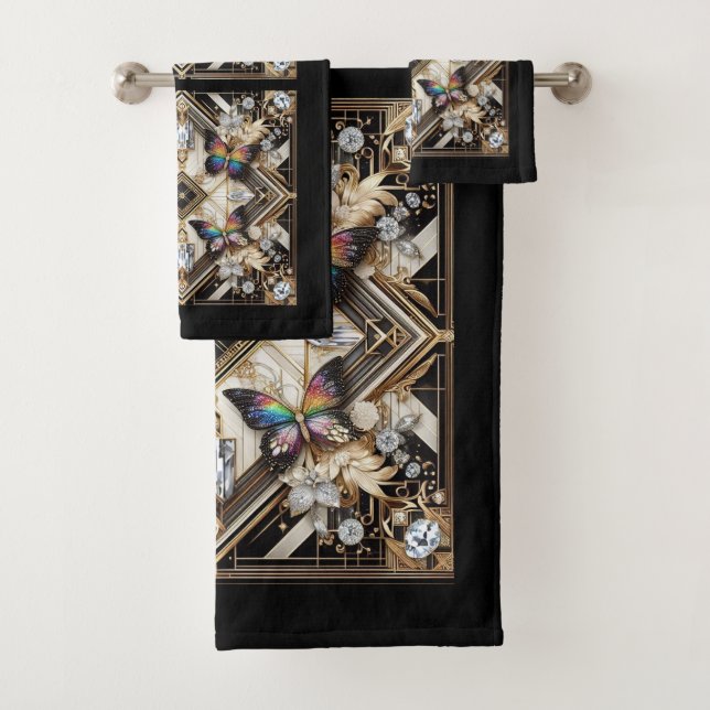 Conjunto De Toalhas Rainbow Butterfly Art Deco Art Nouveau (Insitu)