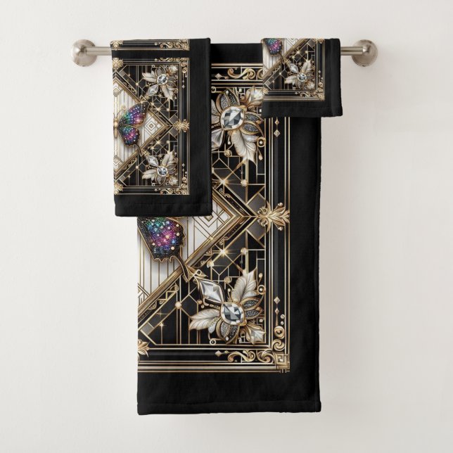 Conjunto De Toalhas Rainbow Butterfly Art Deco Art Nouveau (Insitu)