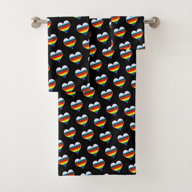 Conjunto De Toalhas Rainbow Heart Pattern (Insitu)
