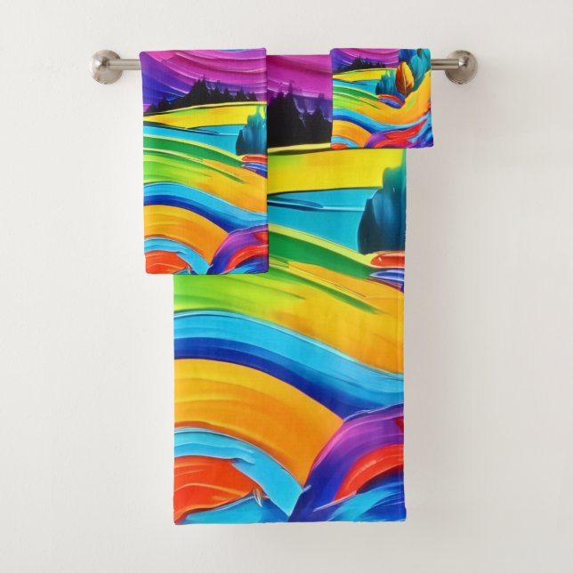 Conjunto De Toalhas Rainbow Mountain Majestade Art (Insitu)
