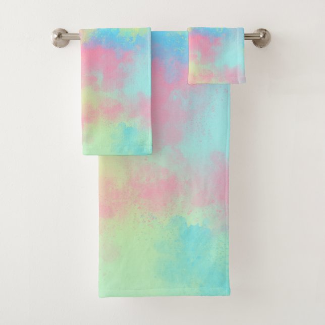 Conjunto De Toalhas Rainbow Paint Splatter (Insitu)