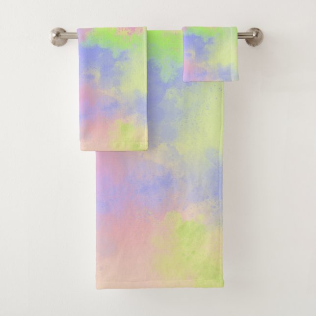 Conjunto De Toalhas Rainbow Paint Splatter (Insitu)