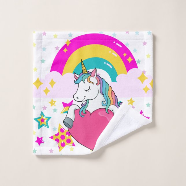 Conjunto De Toalhas Rainbow Unicorn com estrelas (Pano de lavar)