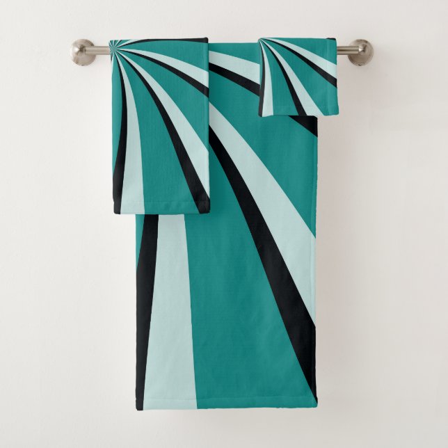 Conjunto De Toalhas Raios solares de estilo azul, turquesa e preto (Insitu)