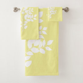 Conjunto De Toalhas Ramo folhoso branco e borboletas