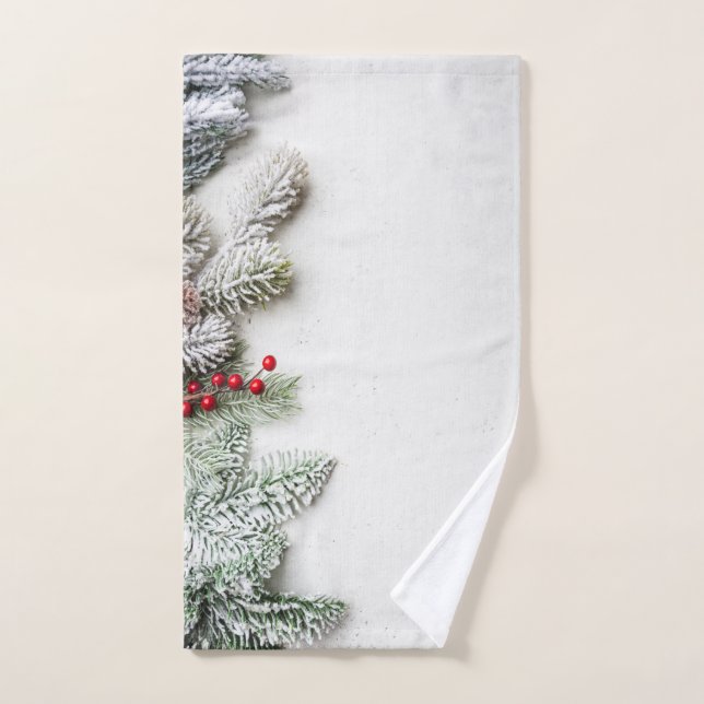 Conjunto De Toalhas Ramos de Pinheiro Neve Natal (Toalha de mão)