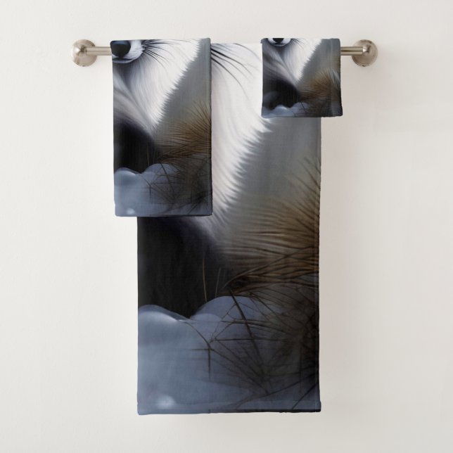 Conjunto De Toalhas Rapariga Raposa Ártica Magnífica  (Insitu)