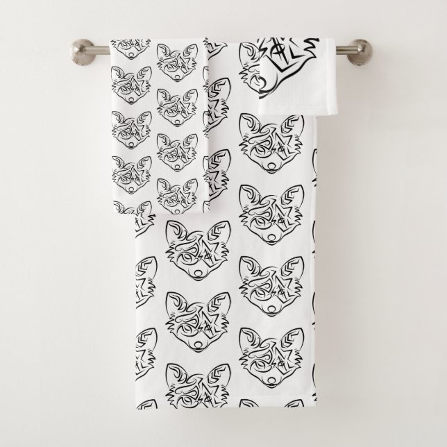 Conjunto De Toalhas Raposa Tribal Negra (Insitu)