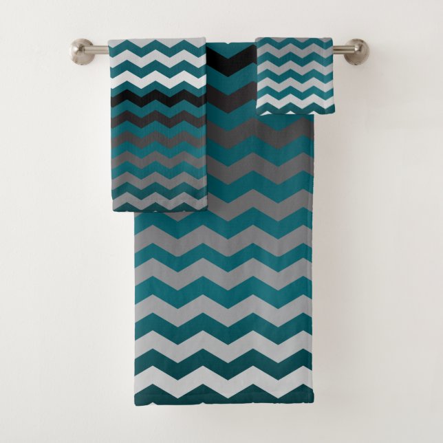 Conjunto De Toalhas Rasas de Cevon de Teal e Cinza (Insitu)