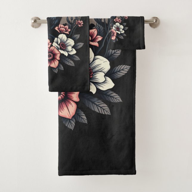 Conjunto De Toalhas Raven preto majestoso (Insitu)
