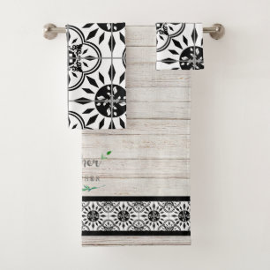 Conjunto De Toalhas Recolhimento de madeira de Shiplap do azulejo do
