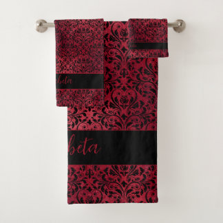 Conjunto De Toalhas Red Black Damask Gothic