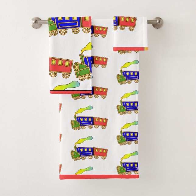 Conjunto De Toalhas Red Blue Kids Choo Choo Train (Insitu)