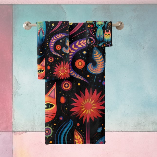 Conjunto De Toalhas Red Blue Yellow cats (Criador carregado)