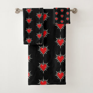 Conjunto De Toalhas Red Chrome Spiked Heart Sigil Towel Set