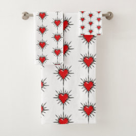 Conjunto De Toalhas Red Chrome Spiked Heart Sigil Towel Set