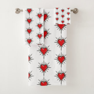 Conjunto De Toalhas Red Chrome Spiked Heart Sigil Towel Set
