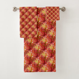 Conjunto De Toalhas Red Dahlia Flower Nature Patterno