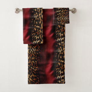 Conjunto De Toalhas Red Dourado Faux Southwest Cowgirl Cowhide