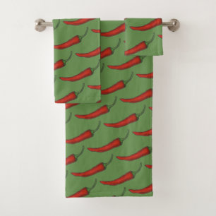 Conjunto De Toalhas Red Green Hot Spicy Chili Chile Pepper Vegetal