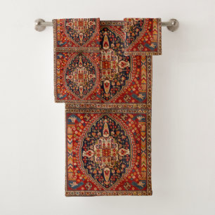 Conjunto De Toalhas Red Orange Antique Vintage Oriental Rug