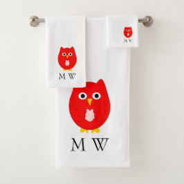 Conjunto De Toalhas Red Owl Design Monogrammed