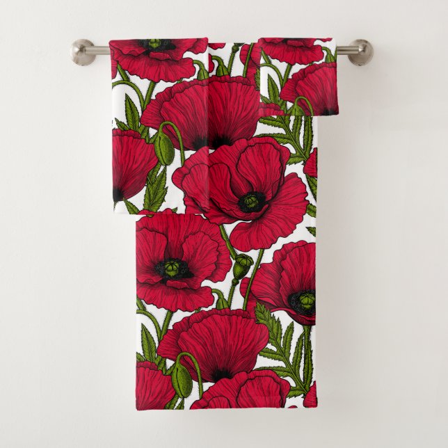 Conjunto De Toalhas Red Poppy jardim 2 (Insitu)