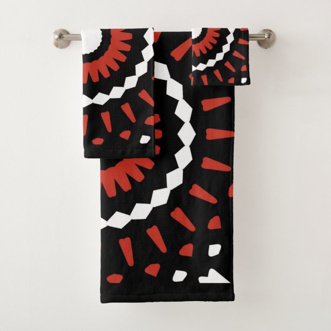Conjunto De Toalhas Red Tribal Mandala (Insitu)
