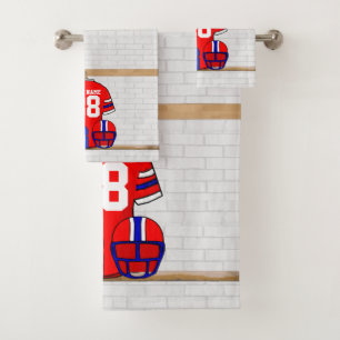 Conjunto De Toalhas Red White Blue Football Jersey personalizado