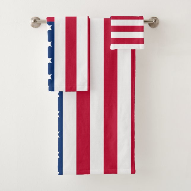 Conjunto De Toalhas Red White e Blue Stars and Stripes Bandeira EUA (Insitu)
